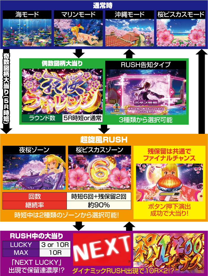 PAスーパー海物語 IN 沖縄5 夜桜超旋風 99ver._ゲームフロー